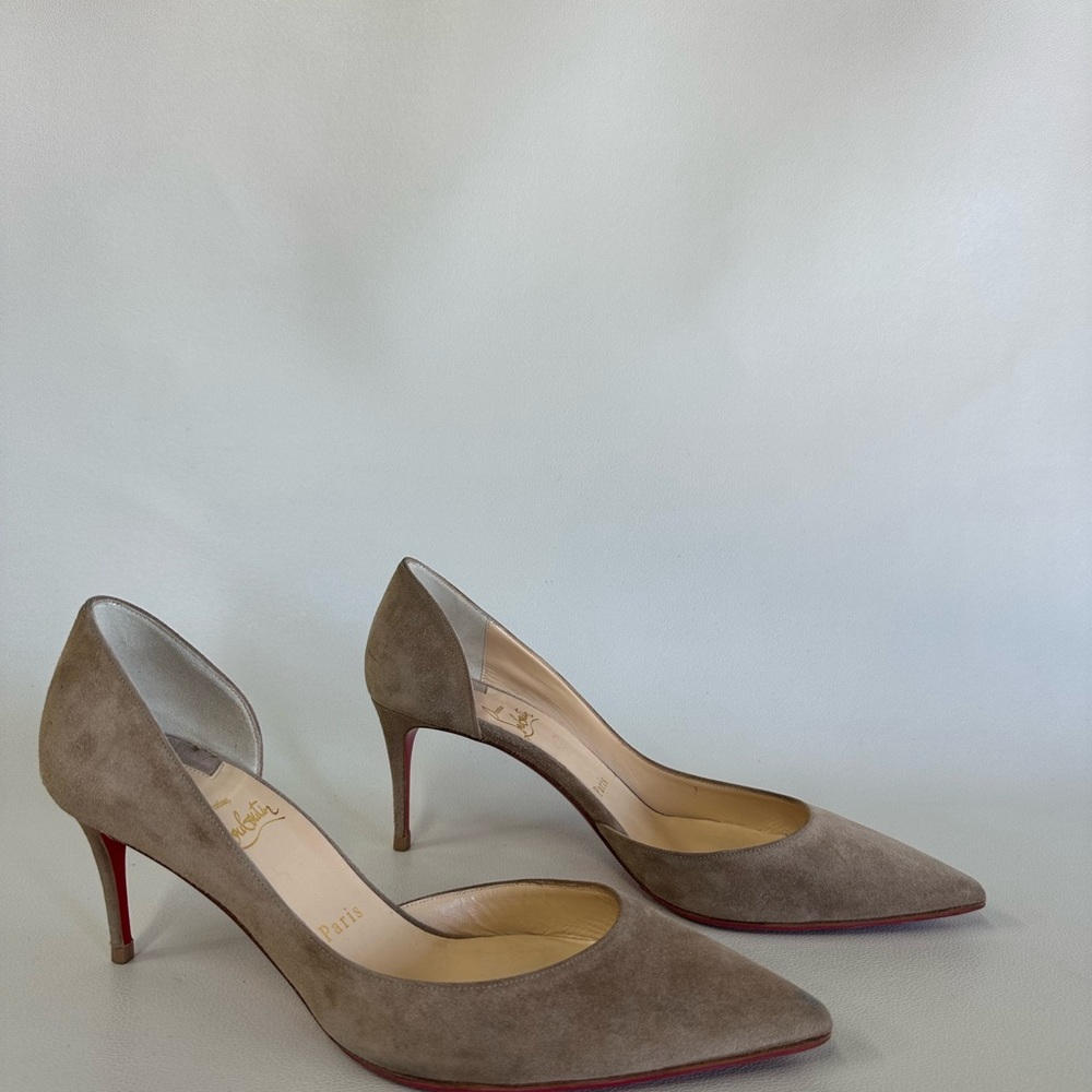 Christian Louboutin Taupe Suede Heels
